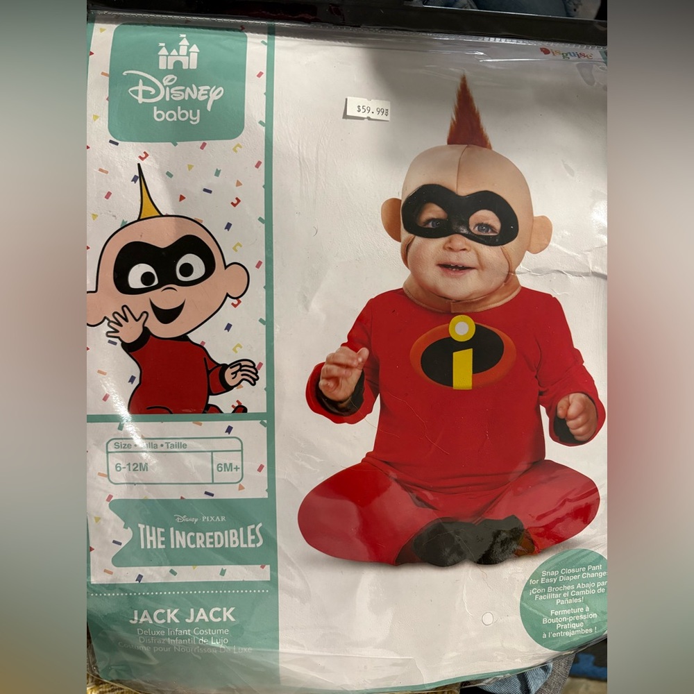 Disney incredibles  Jack Jack Red and Black Baby Costume 6-12 months